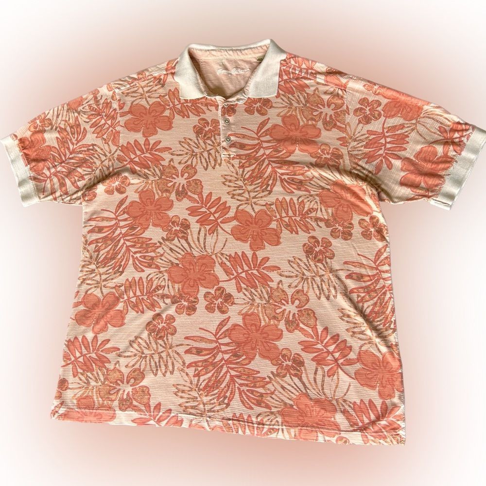 Vintage Tommy Bahama Men’s XL Pink Floral Polo